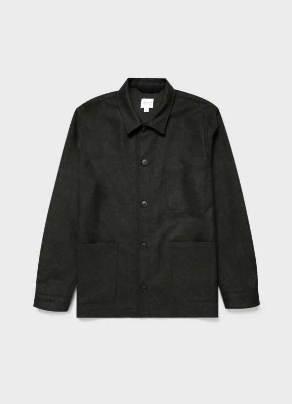 Men's Wool Twin Pocket Jacket in Drill Green sold by Sunspel