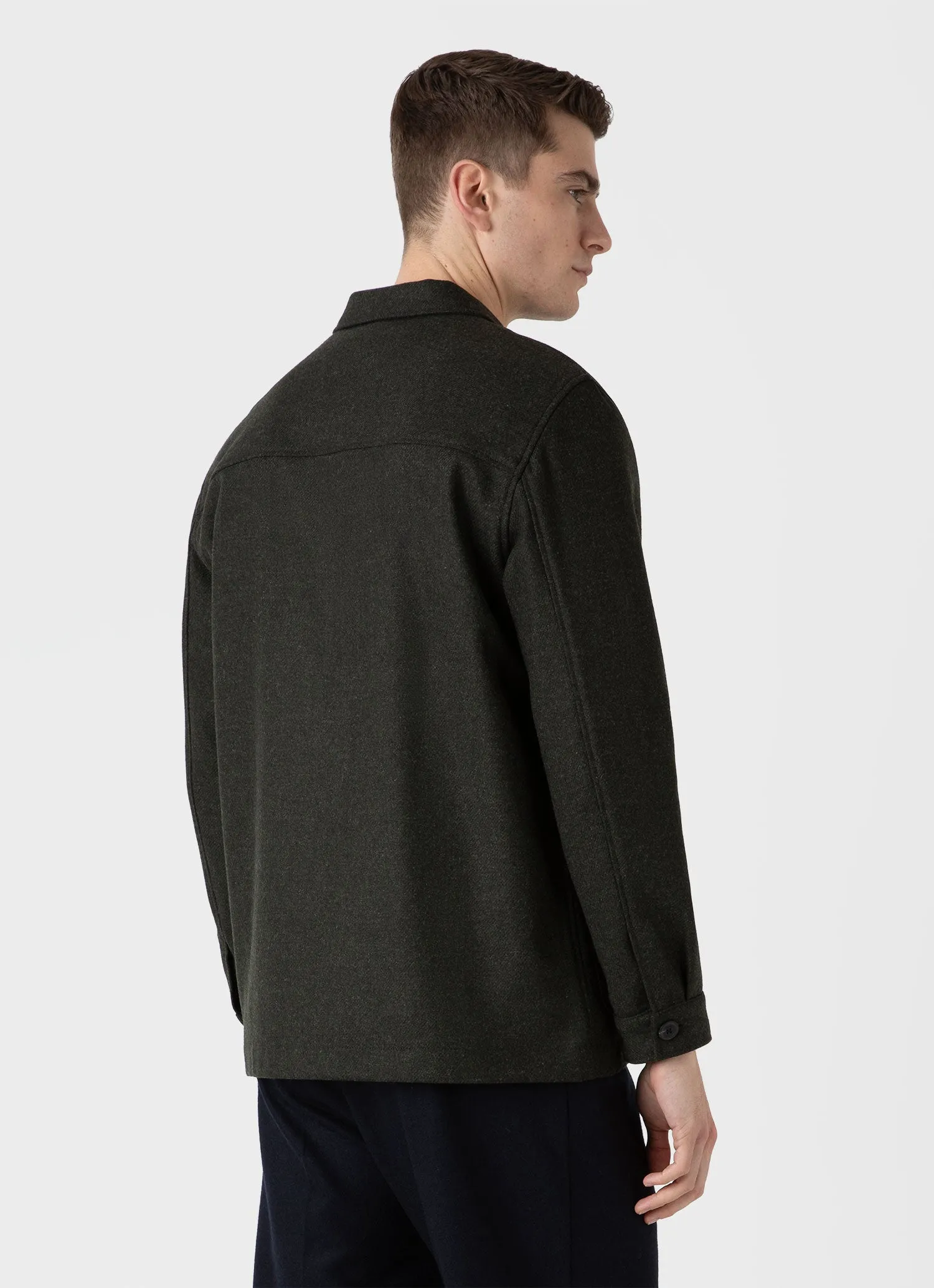 Men's Wool Twin Pocket Jacket in Drill Green sold by Sunspel product image thumbnail 5