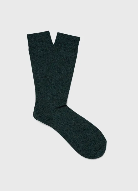 Men's Merino Wool Socks in Peacock Twist sold by Sunspel