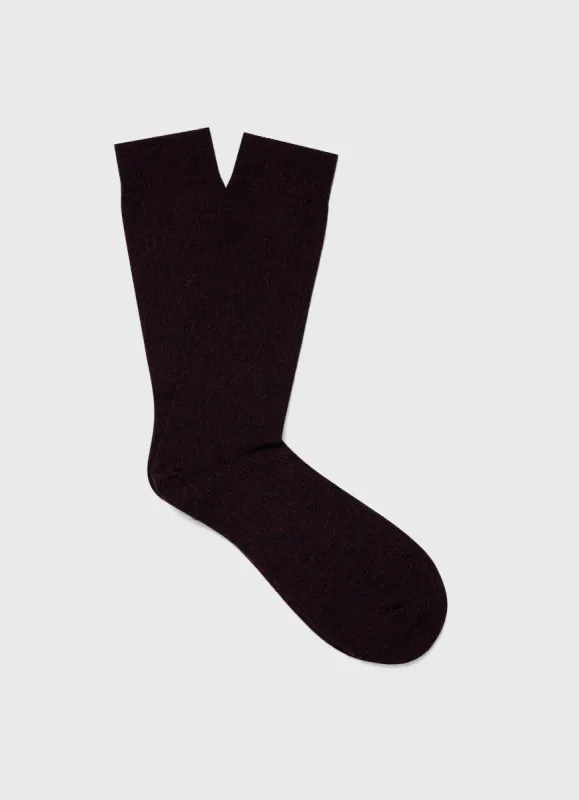 Men's Merino Wool Socks in Maroon Twist sold by Sunspel