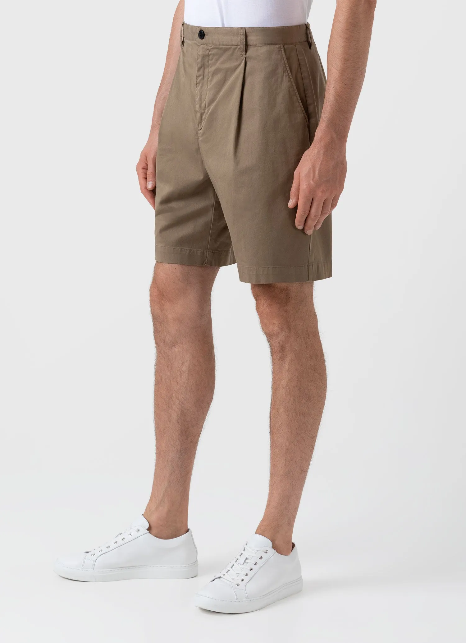 Men's Pleated Twill Short in Dark Stone sold by Sunspel product image thumbnail 5