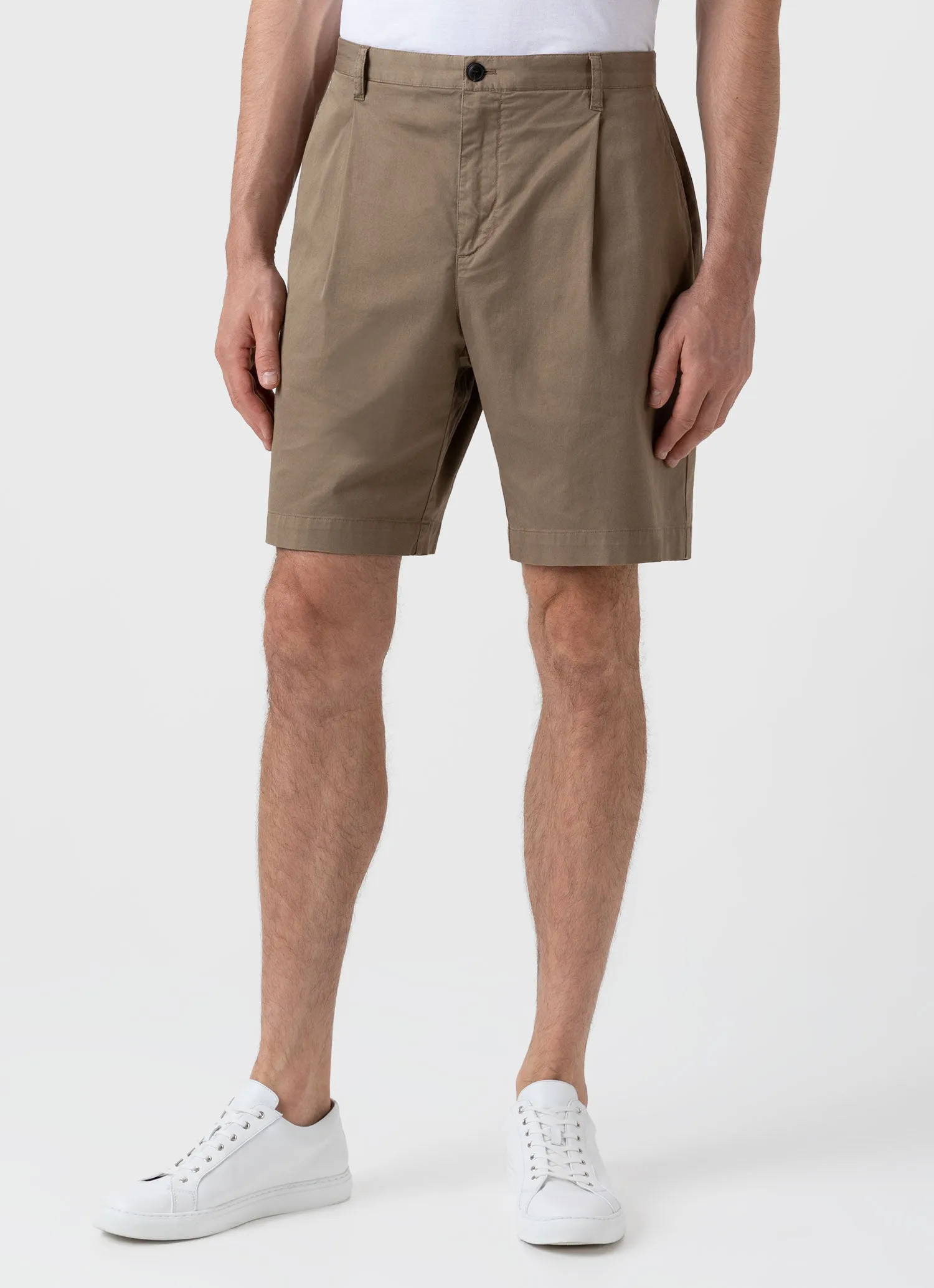 Men's Pleated Twill Short in Dark Stone sold by Sunspel product image thumbnail 3