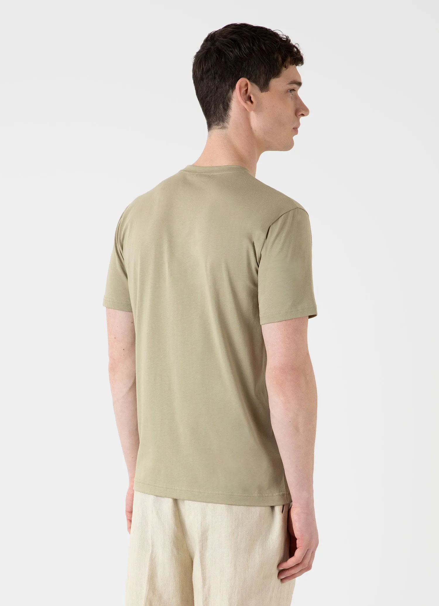 Men's Riviera Midweight T-shirt in Pale Khaki sold by Sunspel product image thumbnail 5