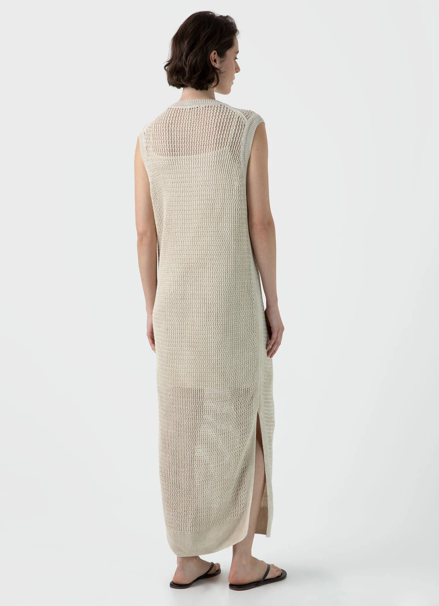 Women's Linen Mesh Dress in Ecru sold by Sunspel product image thumbnail 4