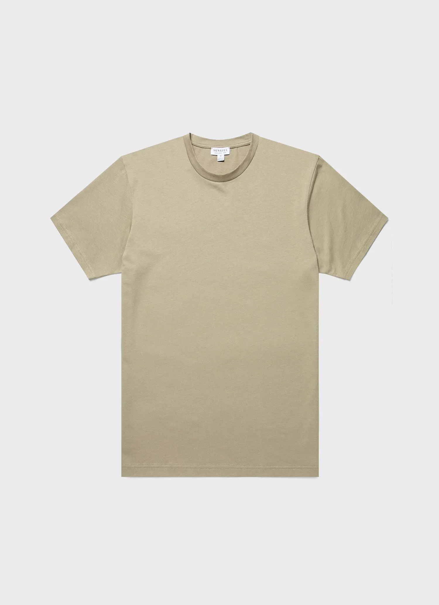 Men's Riviera Midweight T-shirt in Pale Khaki sold by Sunspel