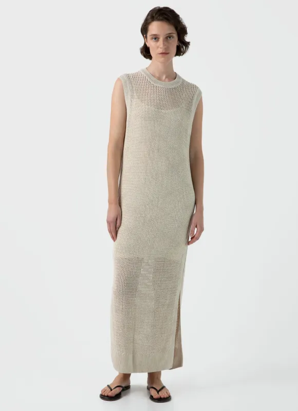 Women's Linen Mesh Dress in Ecru sold by Sunspel