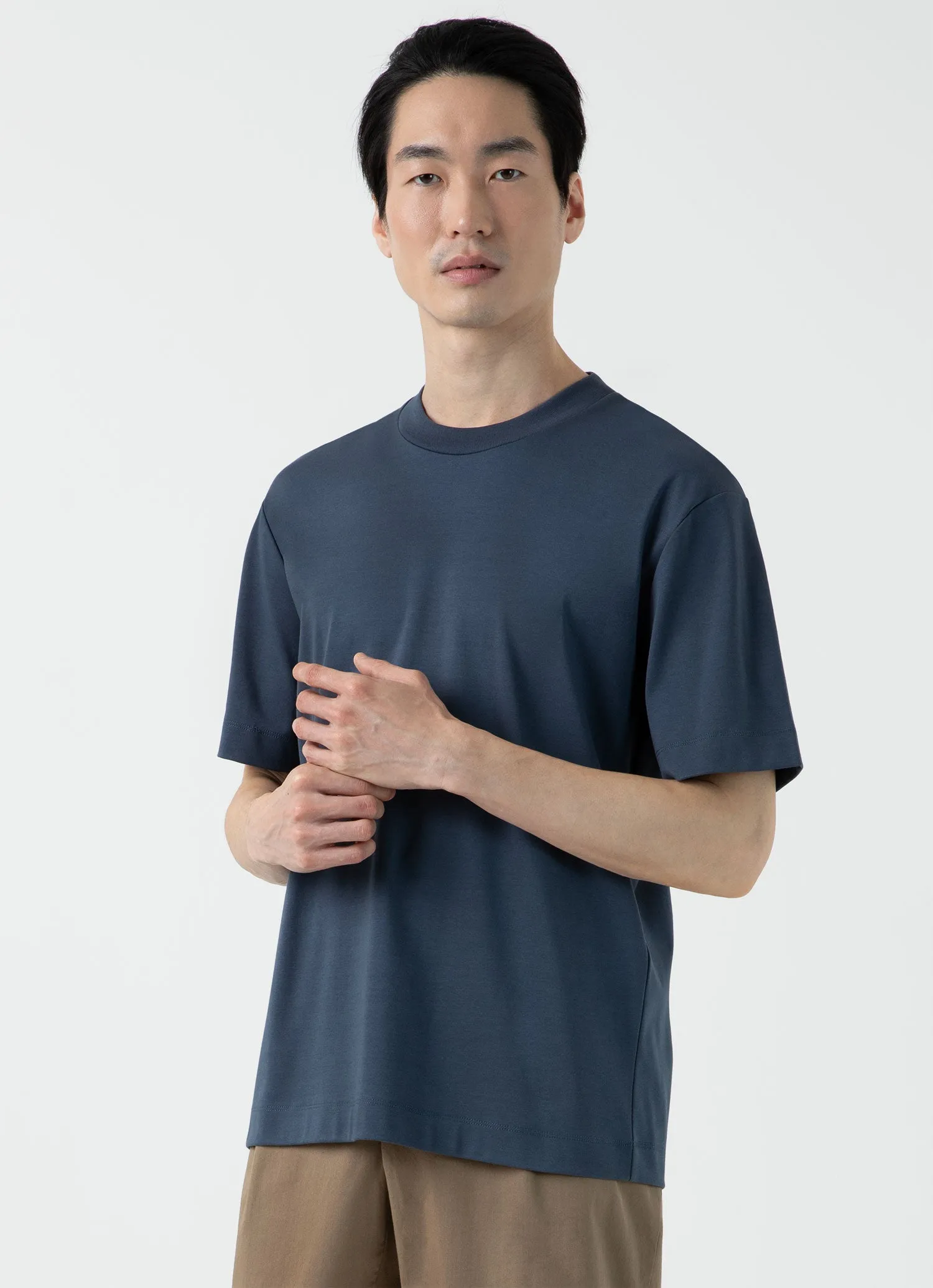 Men's Relaxed Fit Heavyweight T-shirt in Slate Blue sold by Sunspel product image thumbnail 2