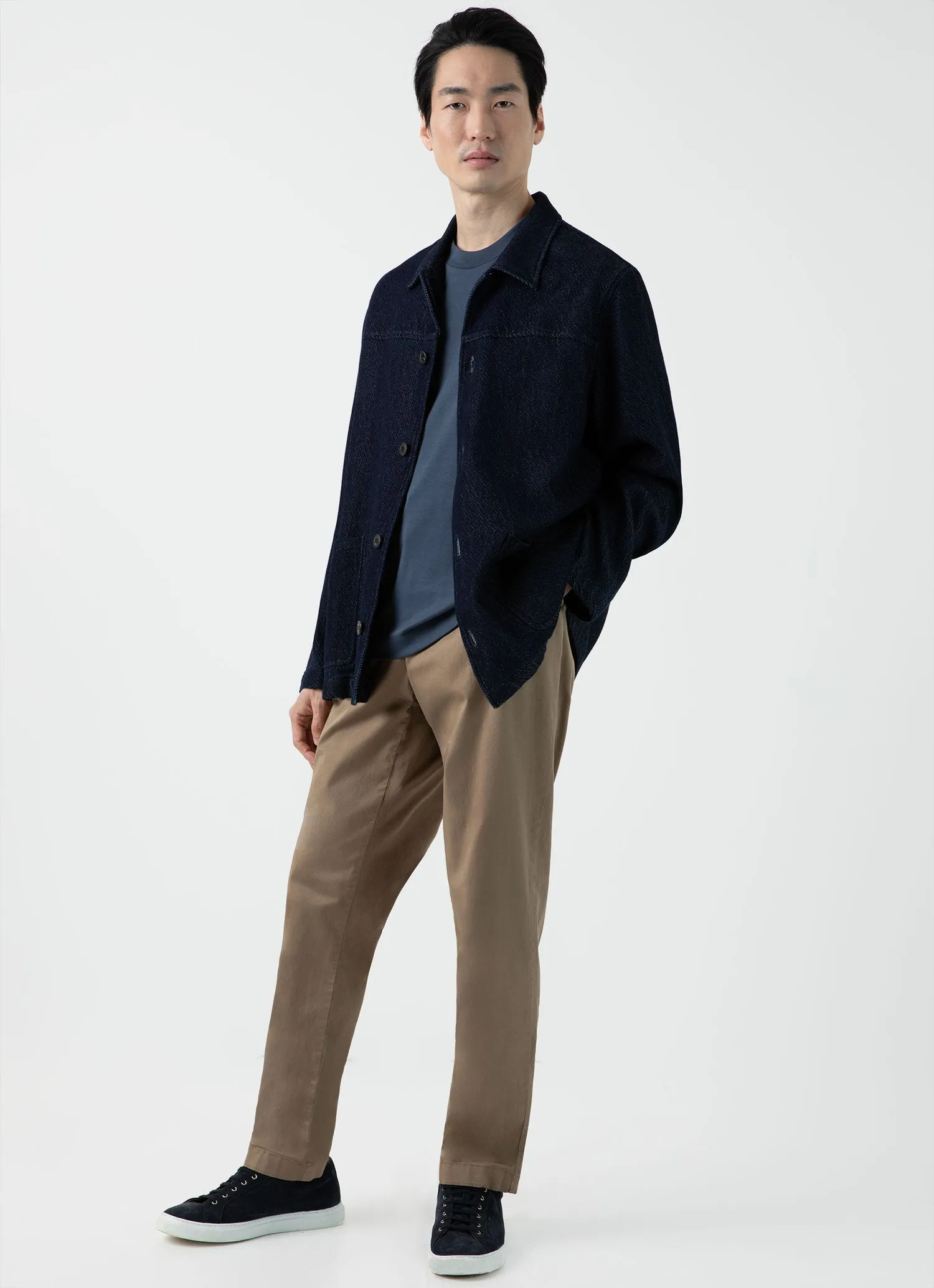 Men's Relaxed Fit Heavyweight T-shirt in Slate Blue sold by Sunspel product image thumbnail 3