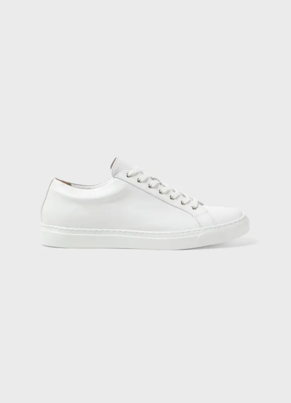 Men's Leather Tennis Shoes in White sold by Sunspel