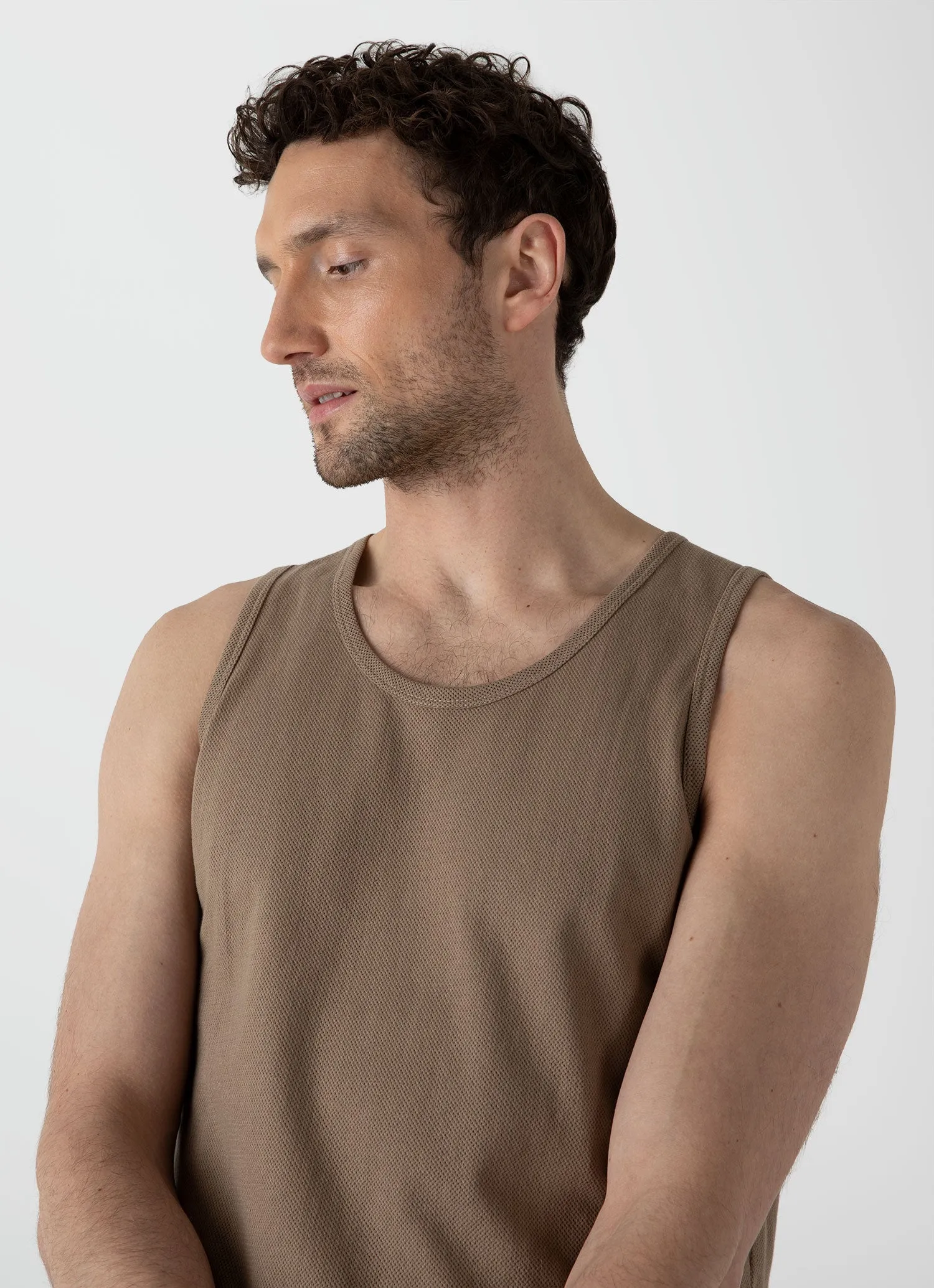 Men's Mr Porter Tank in Oat sold by Sunspel product image thumbnail 5