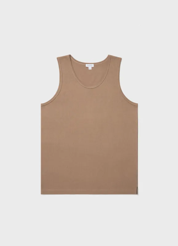 Men's Mr Porter Tank in Oat made by Sunspel