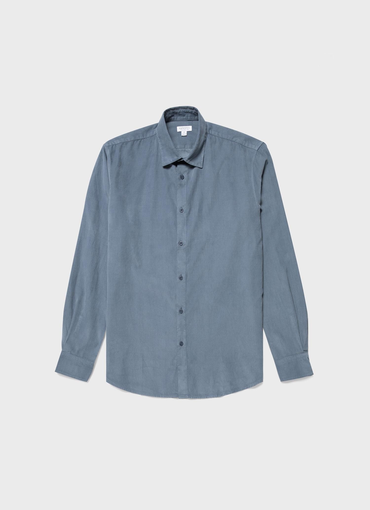 Men's Fine Cord Shirt in Blue Slate sold by Sunspel