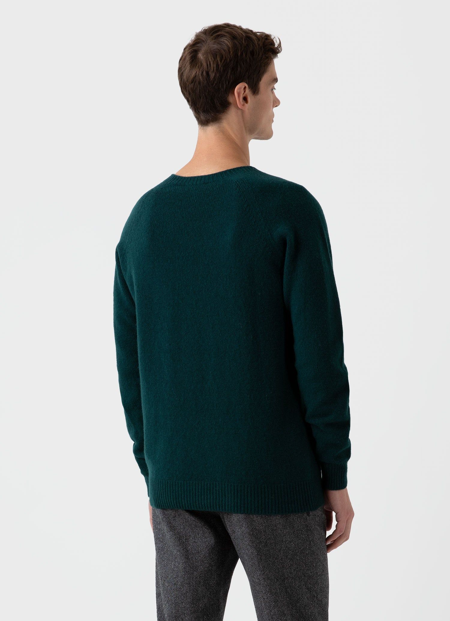 Men's Lambswool Crew Neck Jumper in Dark Green sold by Sunspel product image thumbnail 4