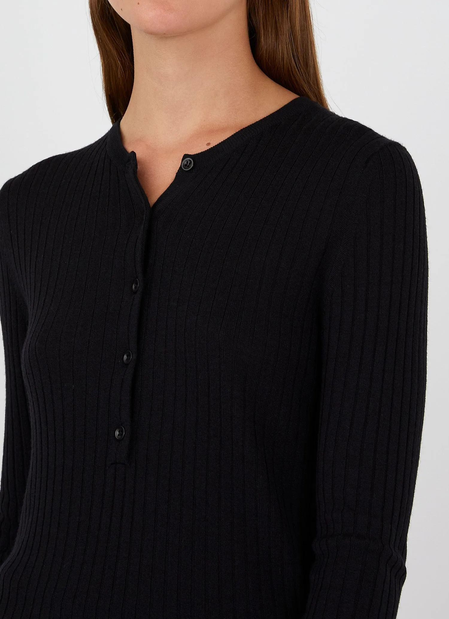 Women's Merino Silk Henley in Black sold by Sunspel product image thumbnail 4