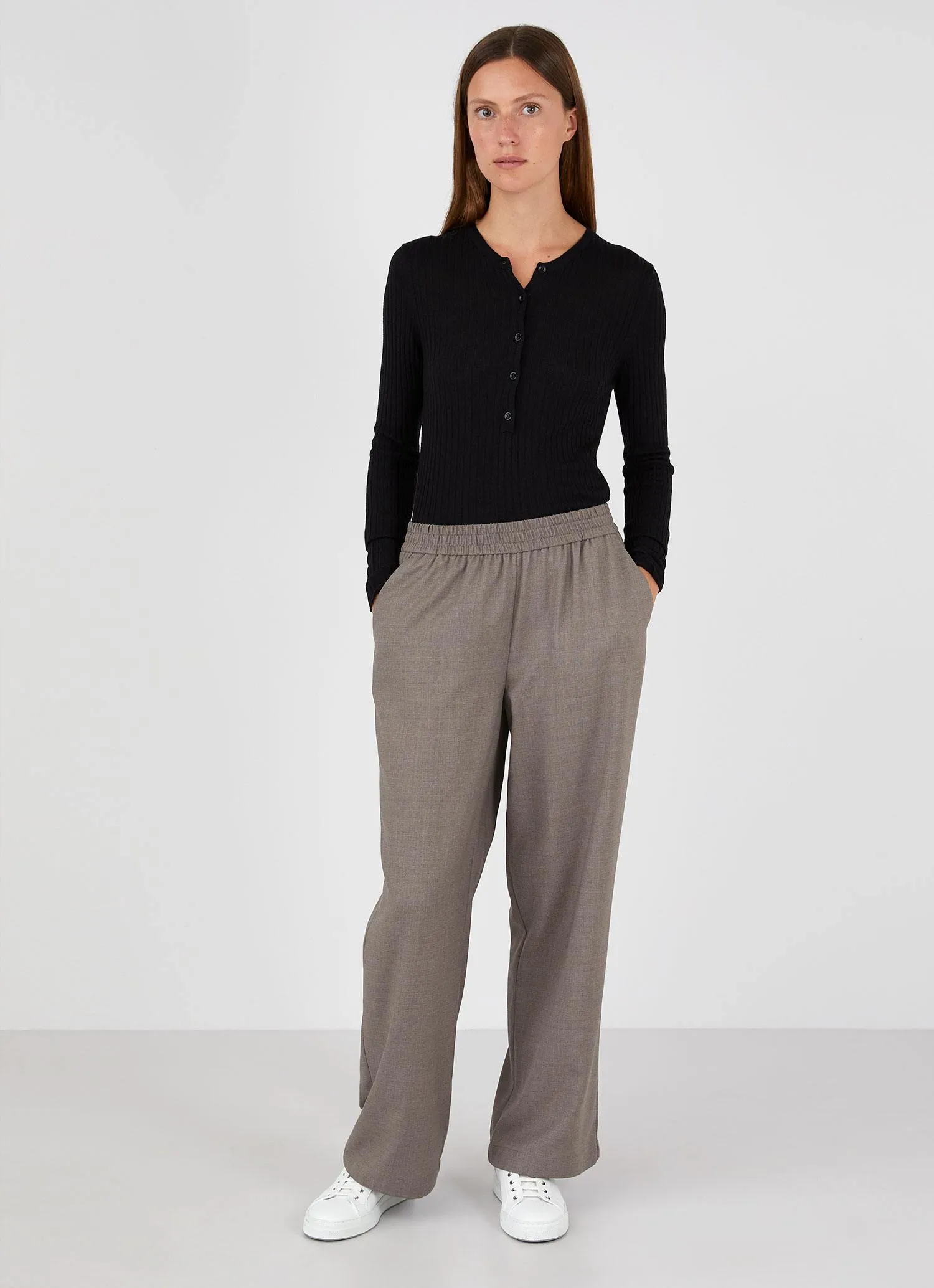 Women's Merino Silk Henley in Black sold by Sunspel product image thumbnail 2