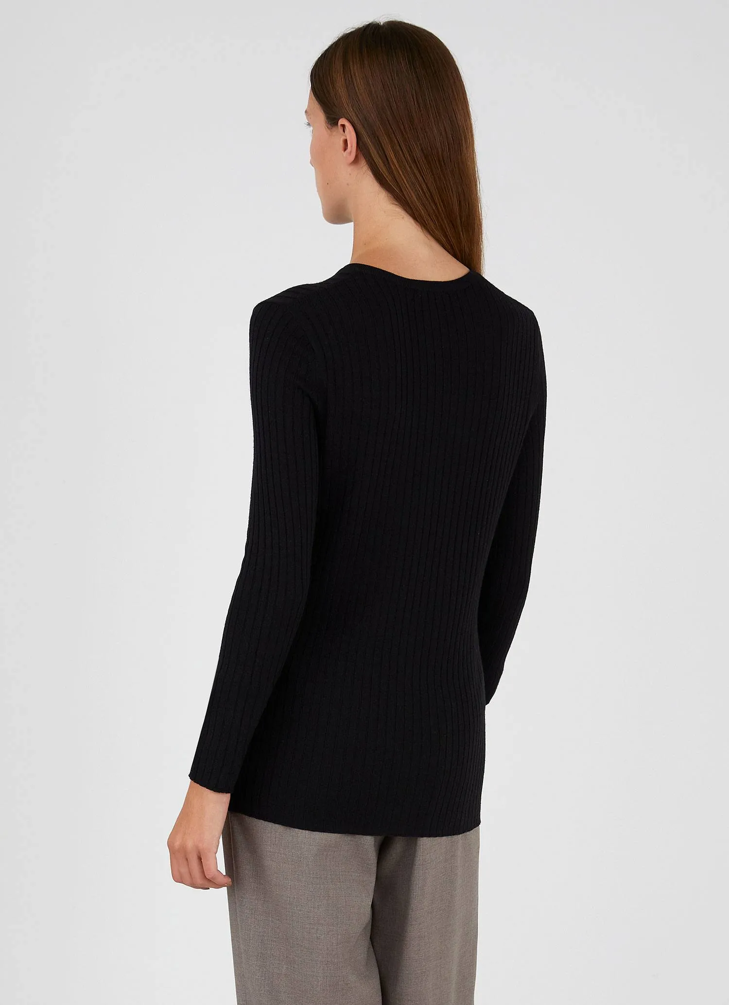 Women's Merino Silk Henley in Black sold by Sunspel product image thumbnail 3