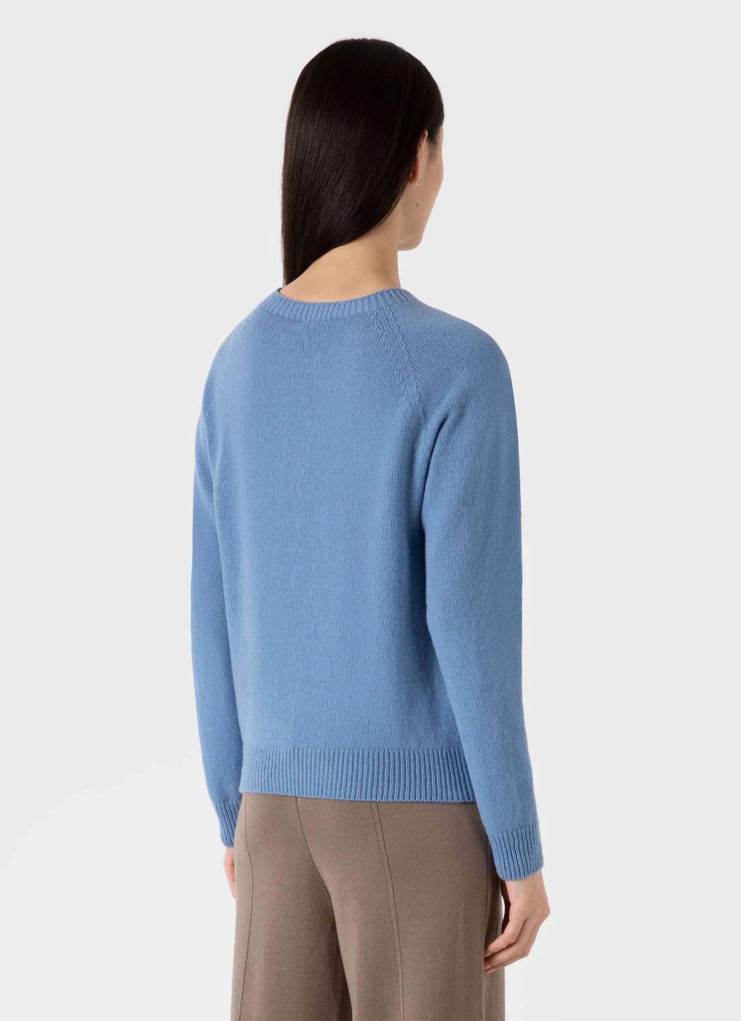 Women's Lambswool Crew Neck Jumper in Cornflower sold by Sunspel product image thumbnail 3