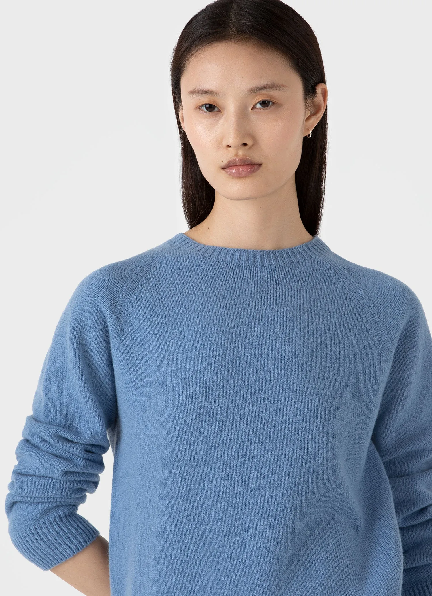 Women's Lambswool Crew Neck Jumper in Cornflower sold by Sunspel product image thumbnail 4