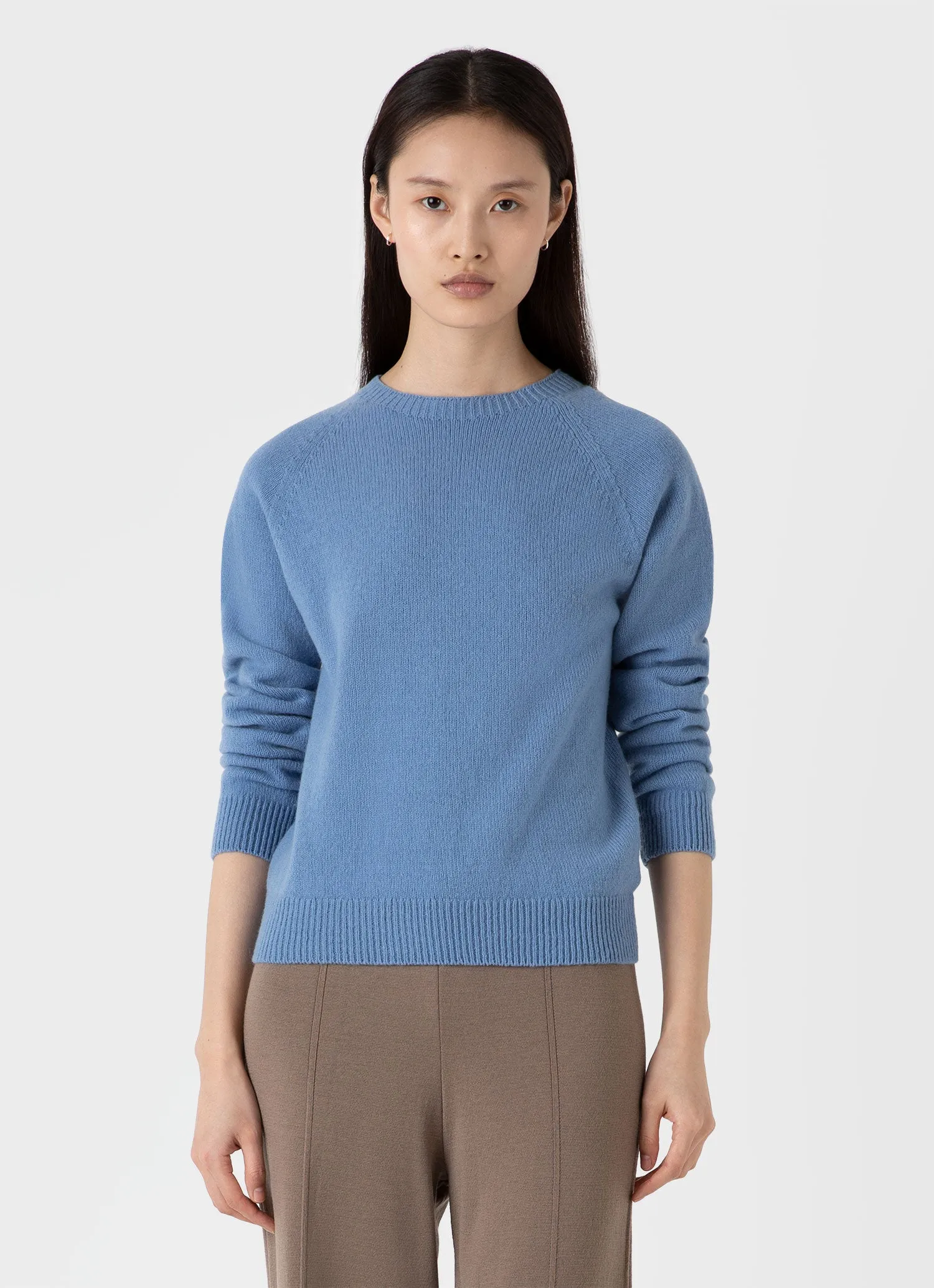 Women's Lambswool Crew Neck Jumper in Cornflower sold by Sunspel