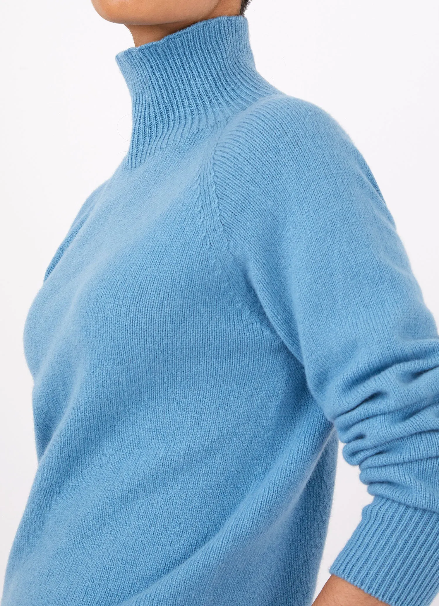 Women's Lambswool Funnel Neck Jumper in Storm Blue sold by Sunspel product image thumbnail 2
