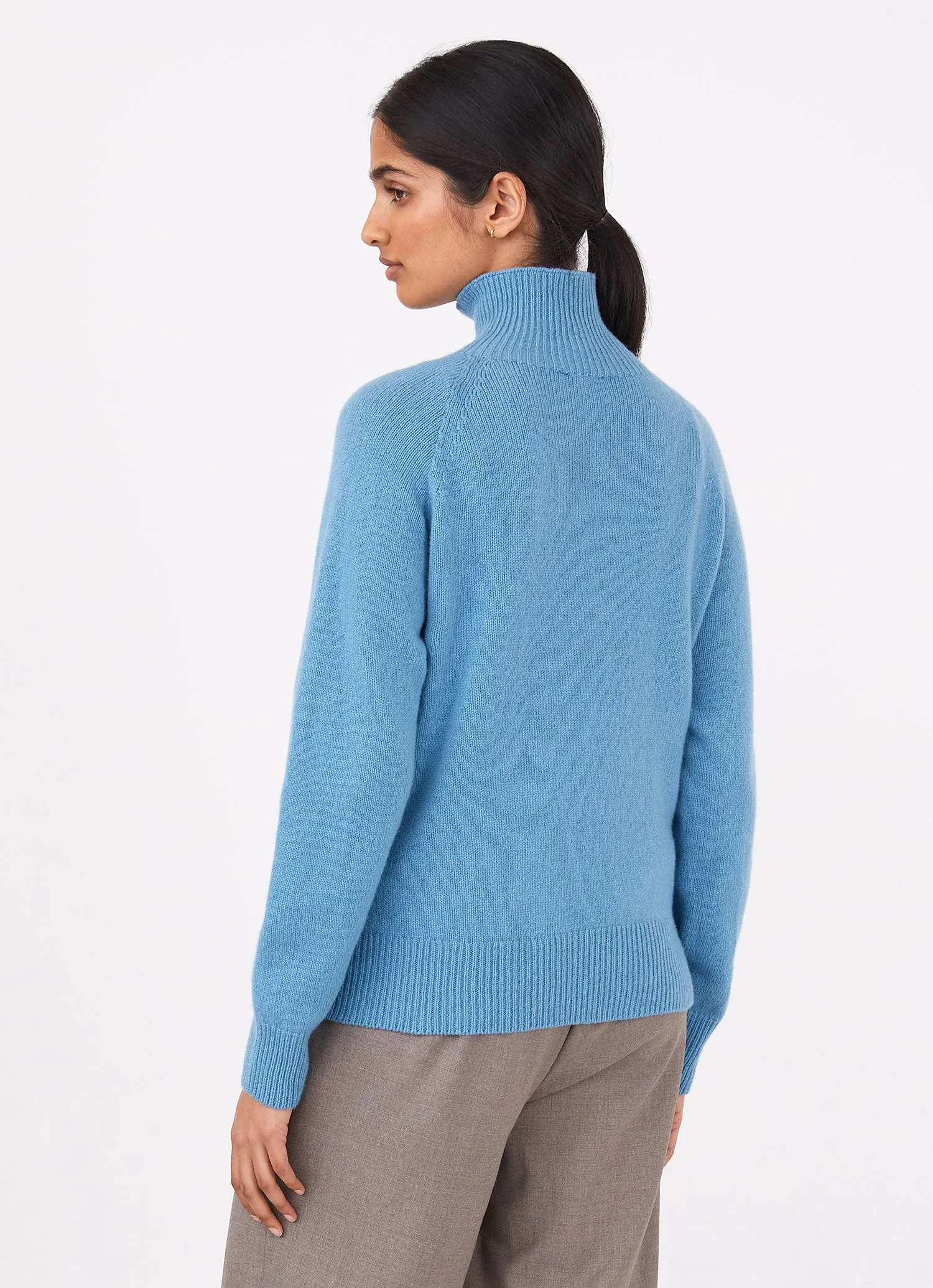Women's Lambswool Funnel Neck Jumper in Storm Blue sold by Sunspel product image thumbnail 4