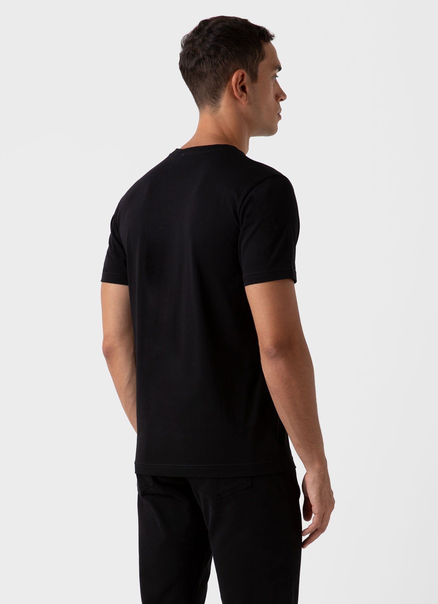 Men's Craig Ward Embroidered T-shirt in Black sold by Sunspel product image thumbnail 4