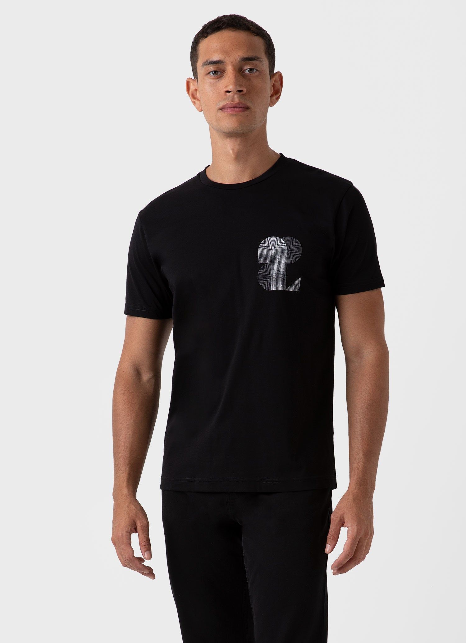 Men's Craig Ward Embroidered T-shirt in Black sold by Sunspel product image thumbnail 2
