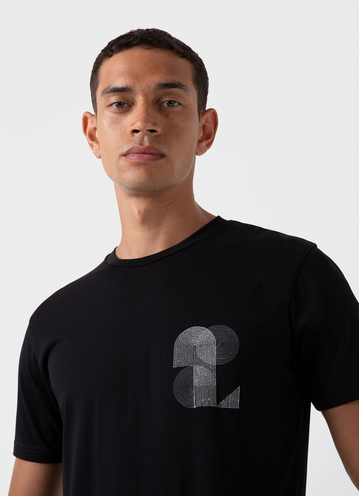 Men's Craig Ward Embroidered T-shirt in Black sold by Sunspel product image thumbnail 5