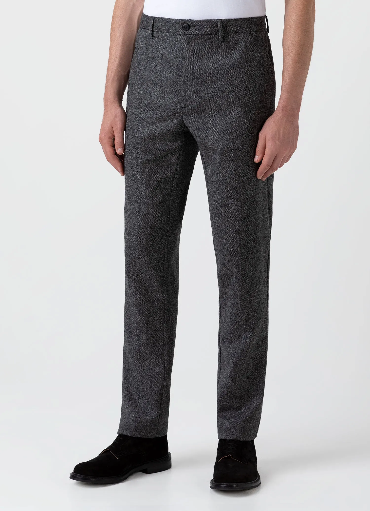 Men's Donegal Wool Trouser in Mid Grey Melange sold by Sunspel product image thumbnail 3