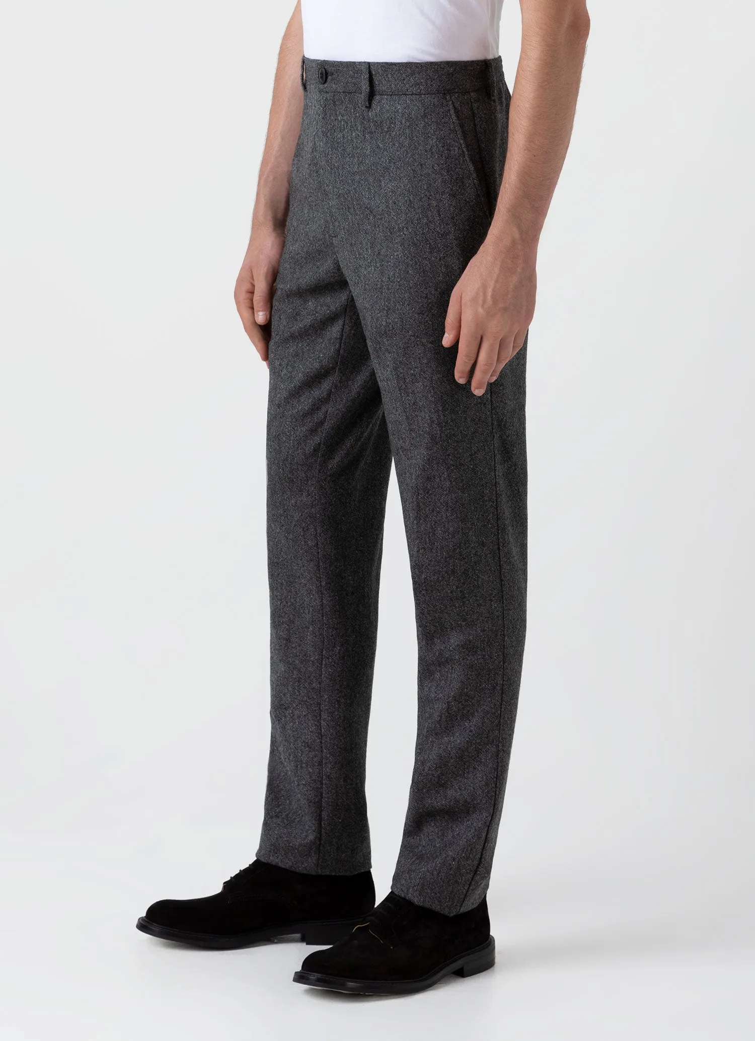 Men's Donegal Wool Trouser in Mid Grey Melange sold by Sunspel product image thumbnail 5