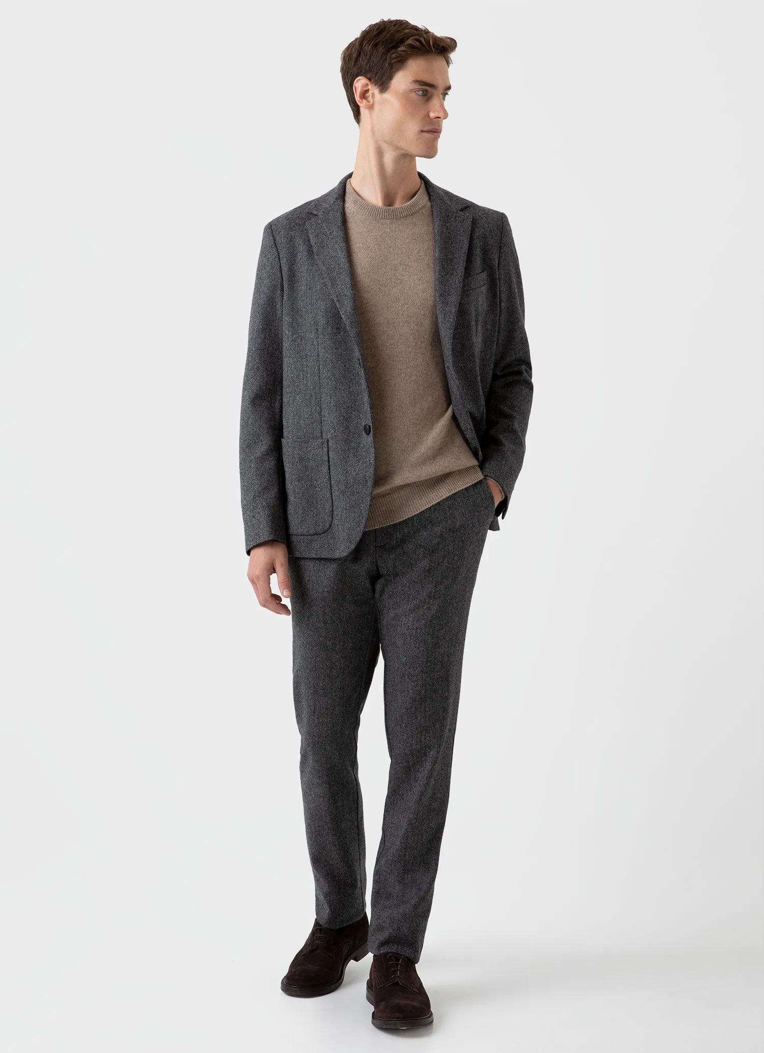 Men's Donegal Wool Trouser in Mid Grey Melange sold by Sunspel product image thumbnail 2