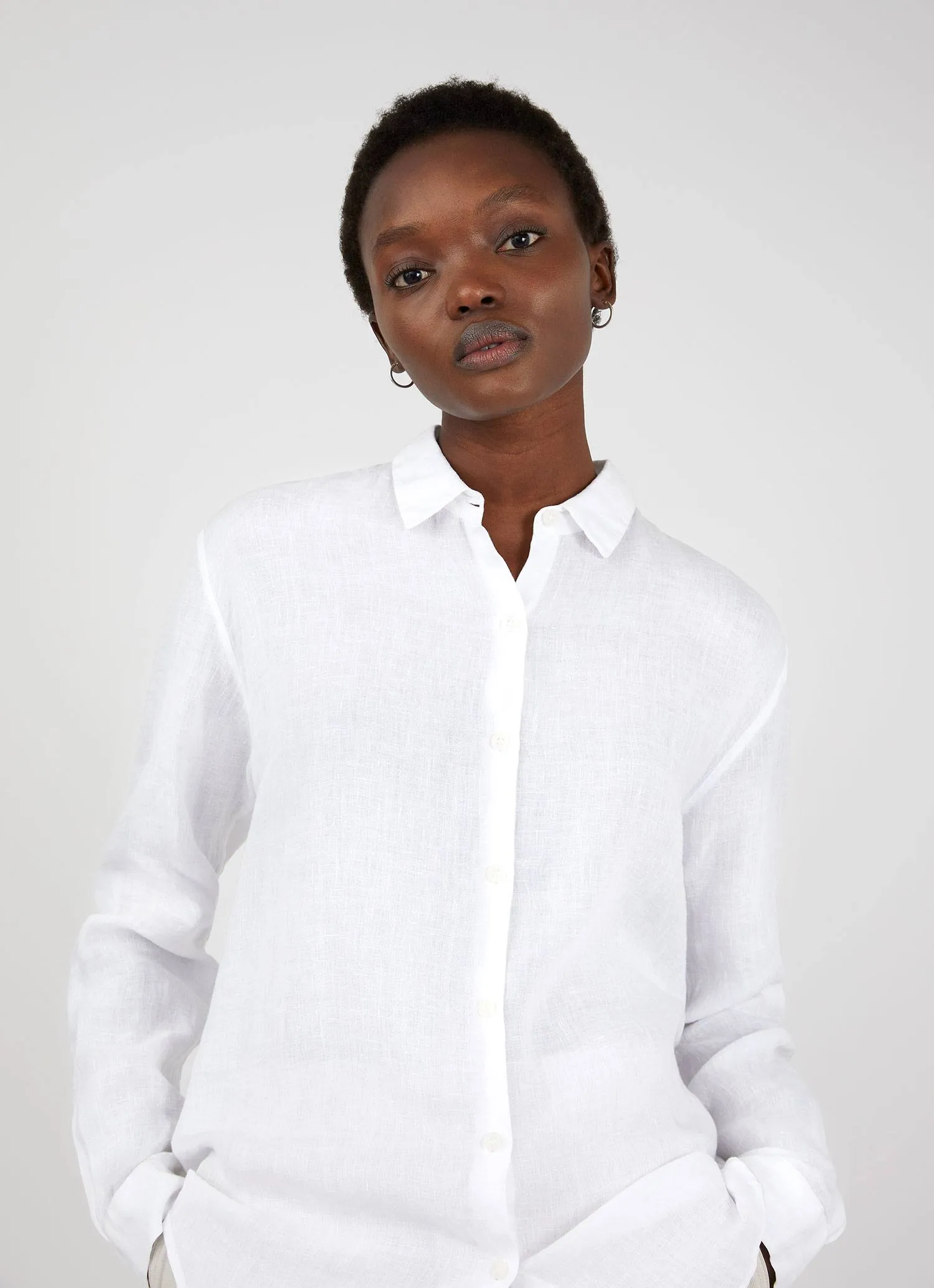 Women's Linen Shirt in White sold by Sunspel product image thumbnail 4