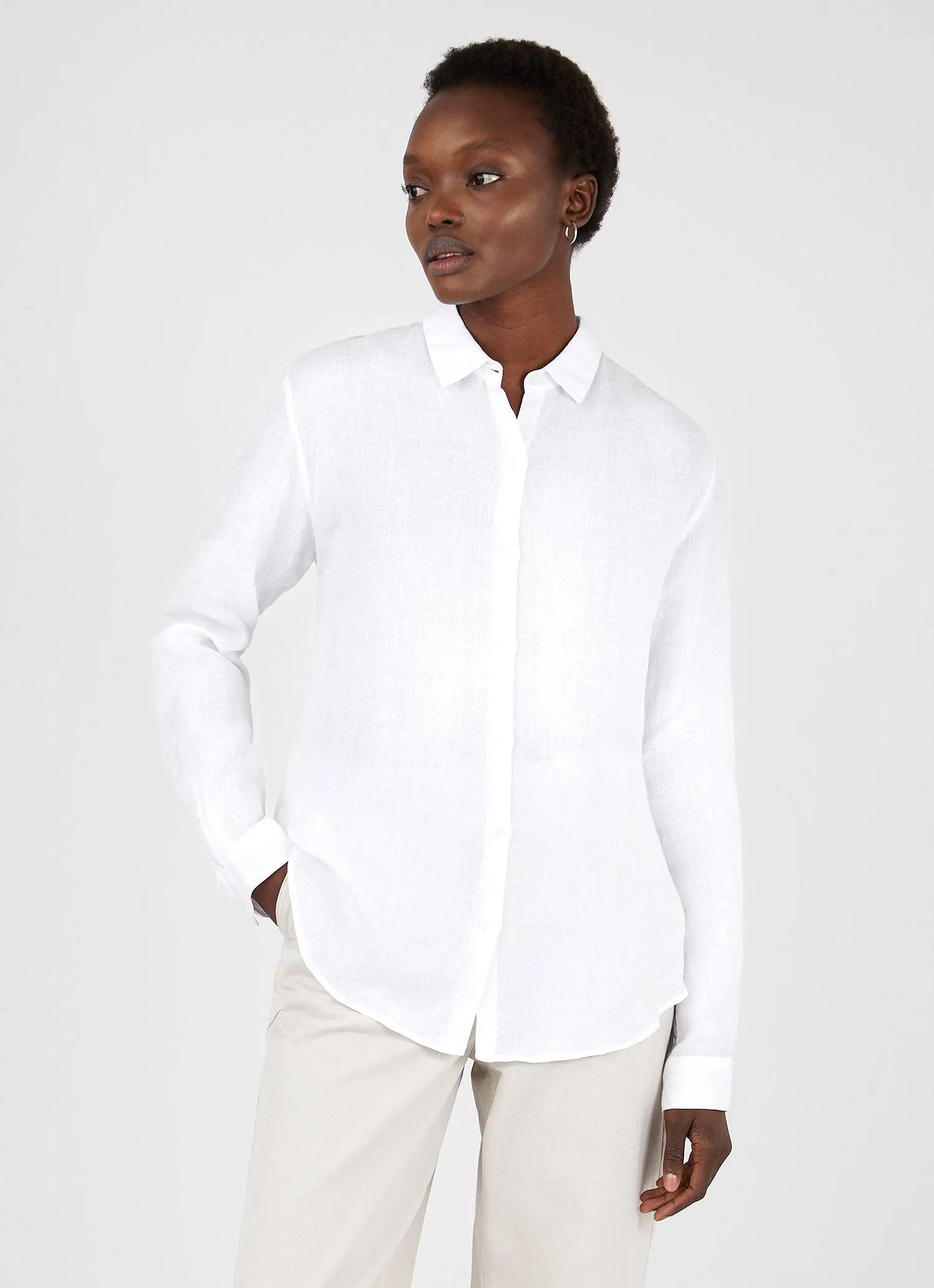 Women's Linen Shirt in White sold by Sunspel product image thumbnail 2