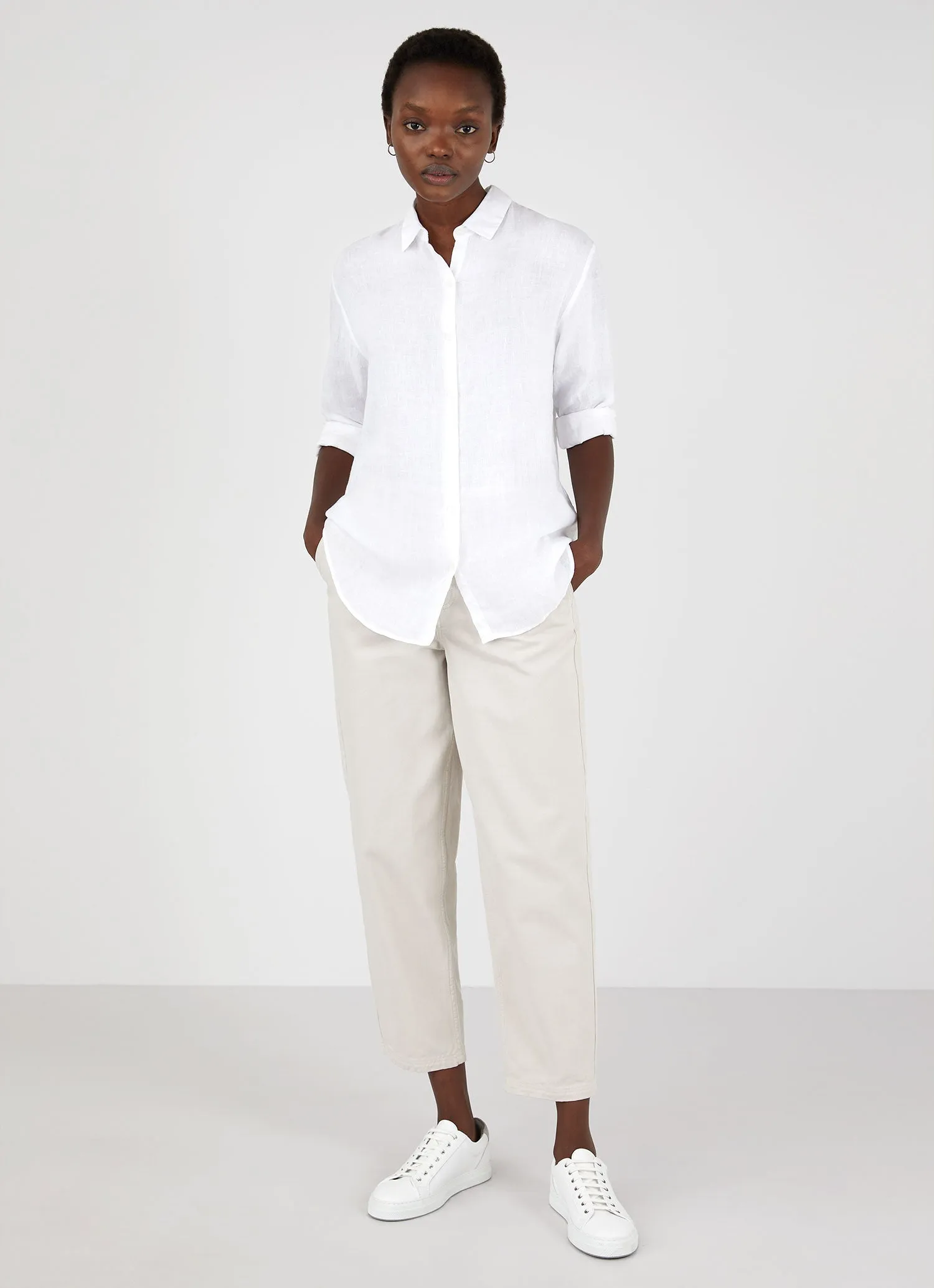 Women's Linen Shirt in White sold by Sunspel