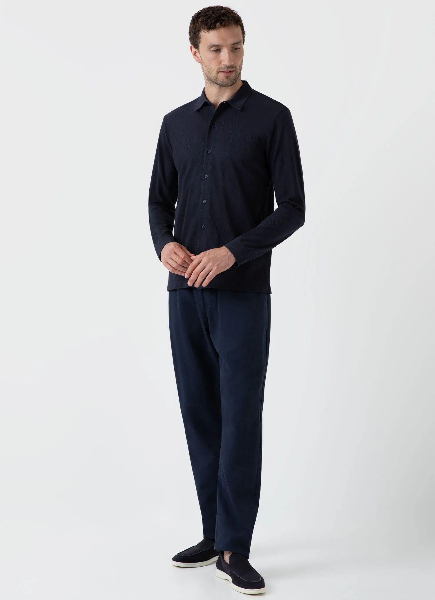 Men's Riviera Shirt in Navy sold by Sunspel product image thumbnail 3