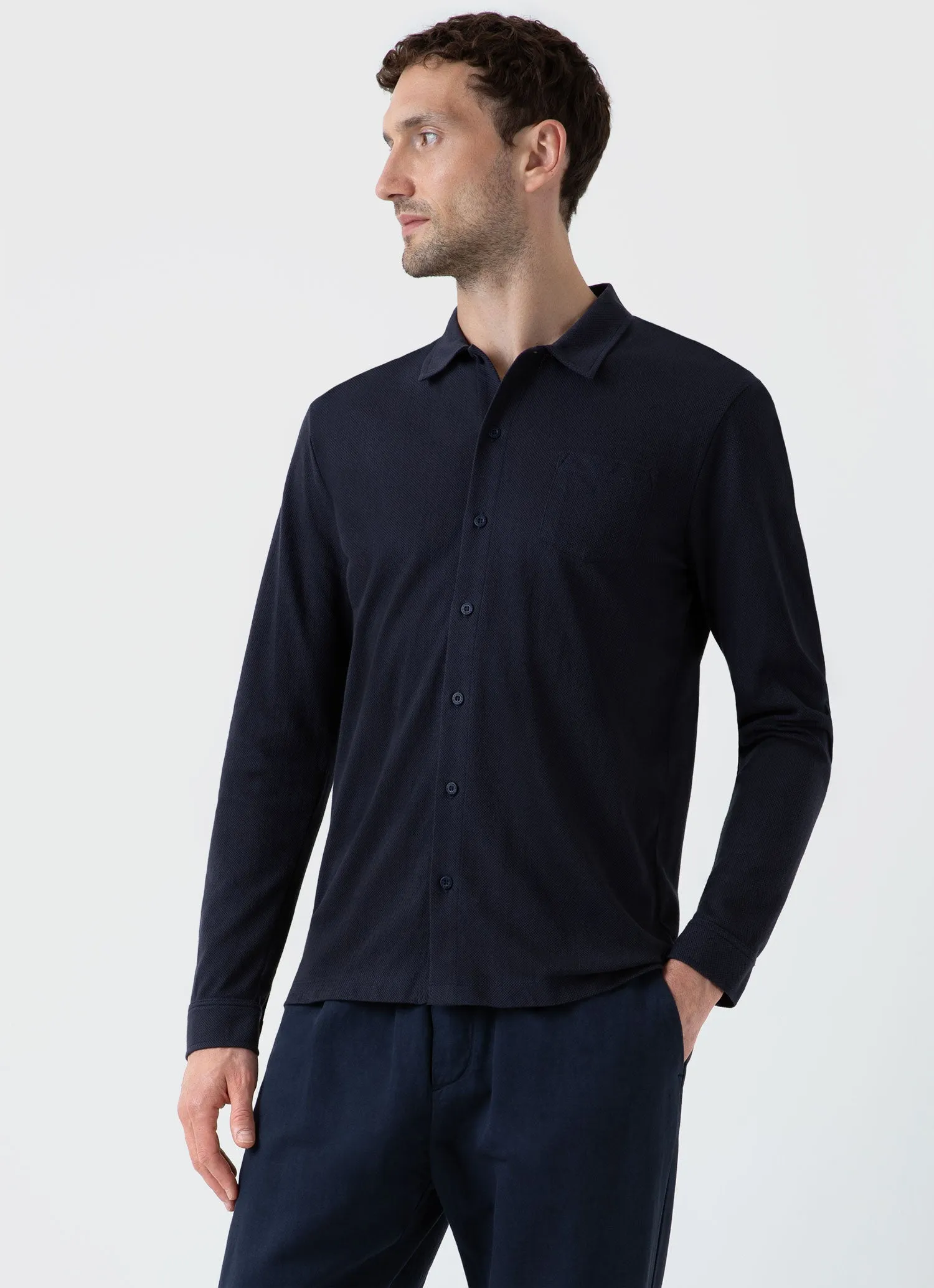 Men's Riviera Shirt in Navy sold by Sunspel product image thumbnail 2
