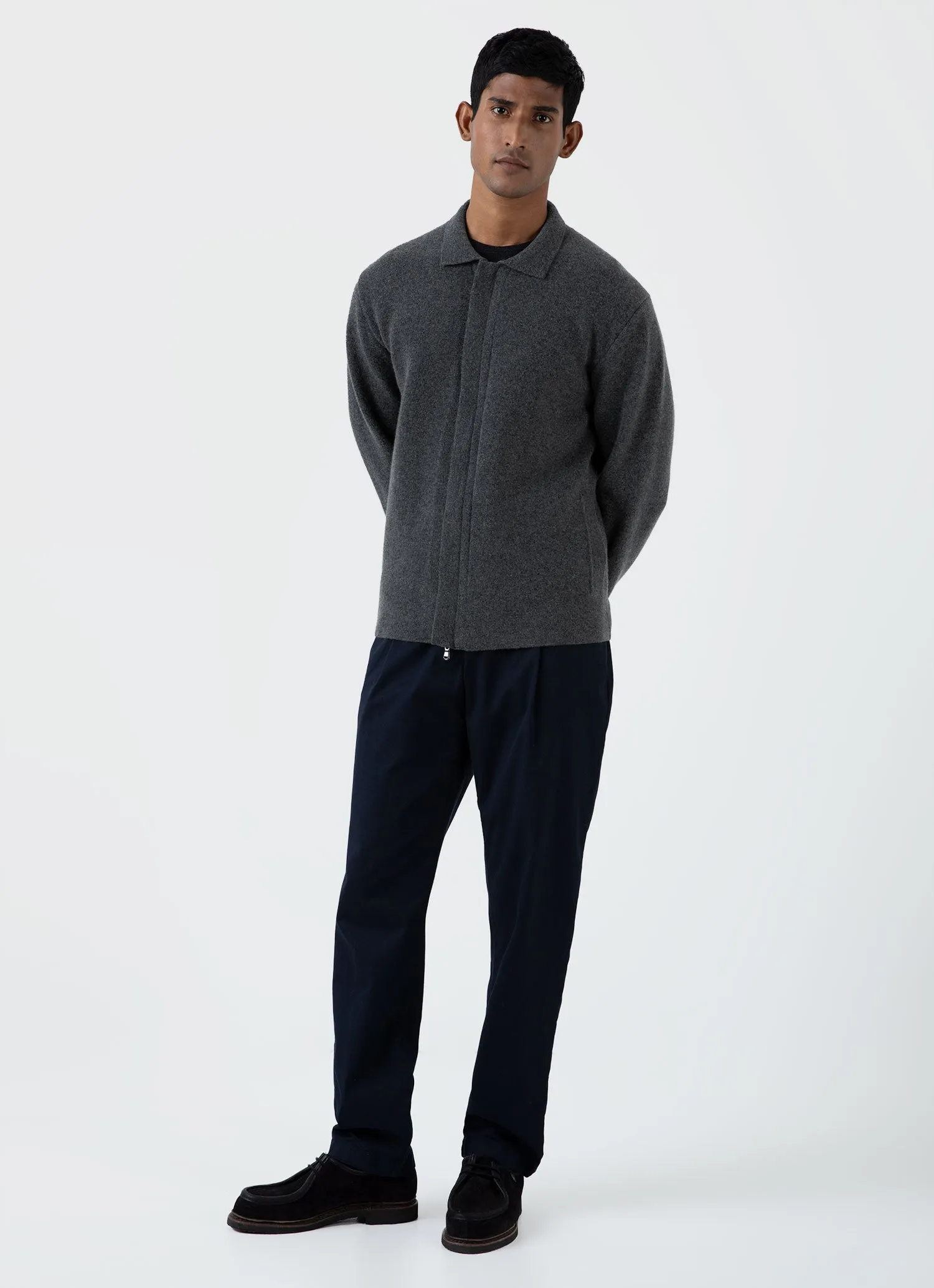 Men's Double Faced Jacket in Charcoal Melange sold by Sunspel product image thumbnail 3