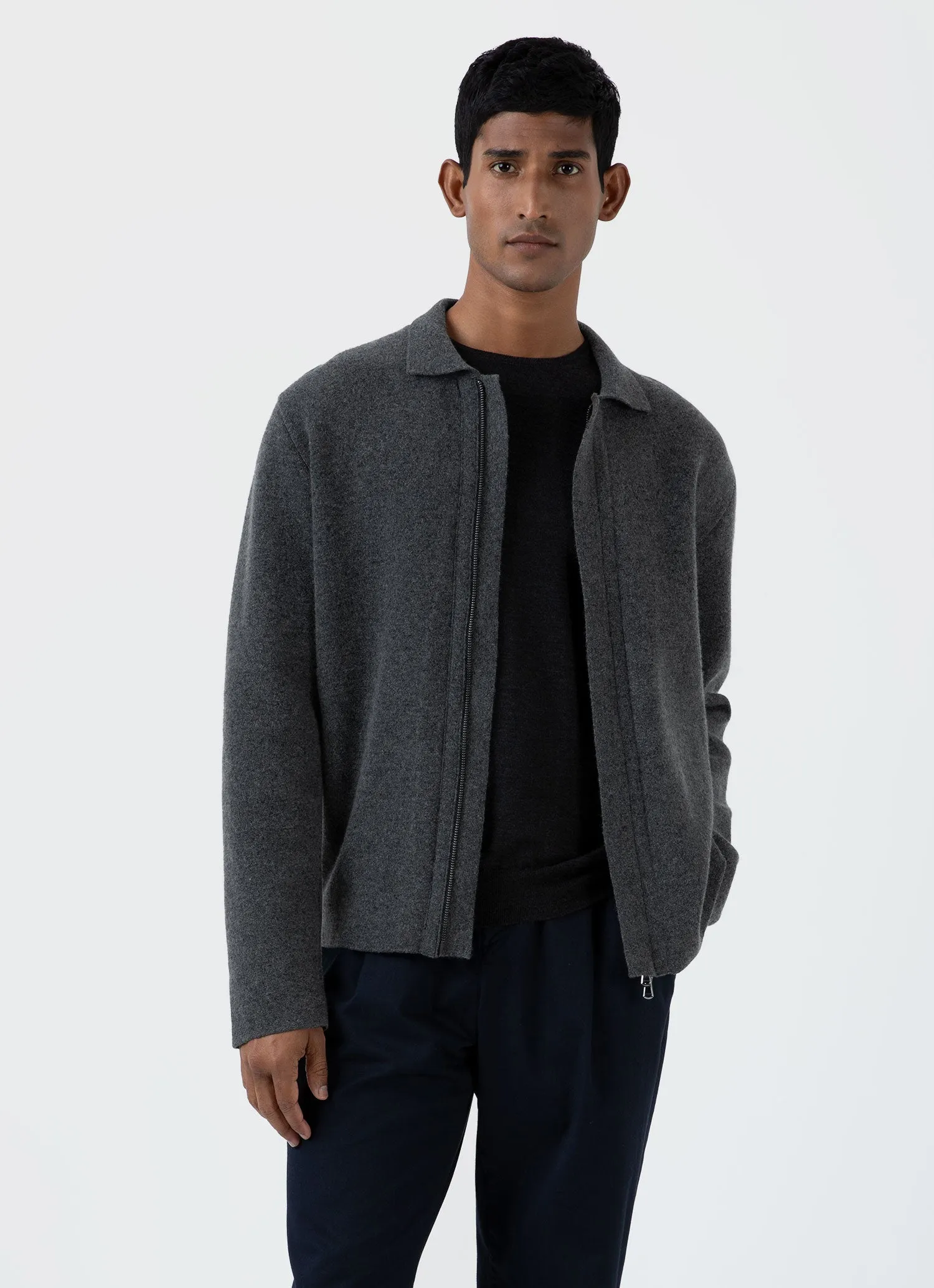 Men's Double Faced Jacket in Charcoal Melange sold by Sunspel product image thumbnail 2