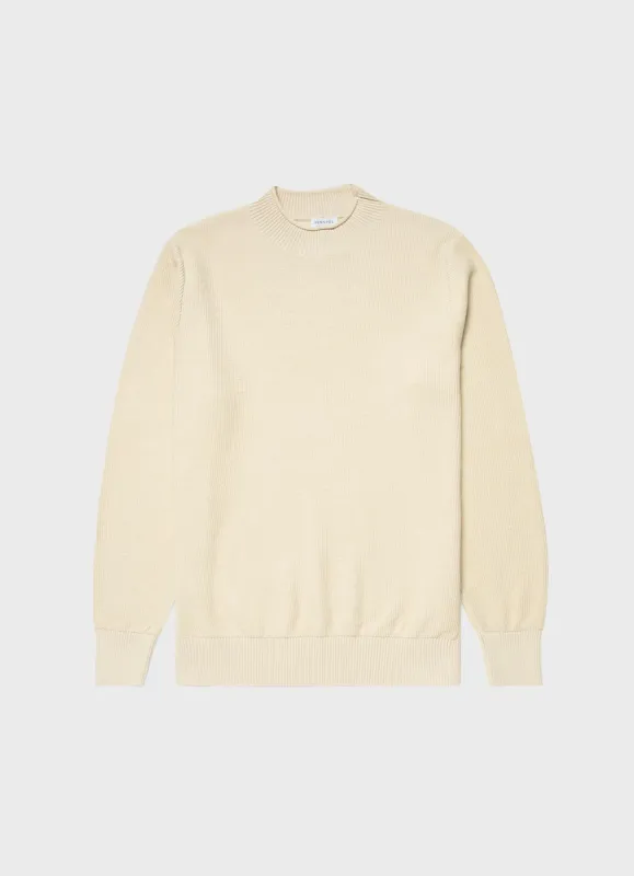 Men's Textured Guernsey Jumper in Ecru sold by Sunspel
