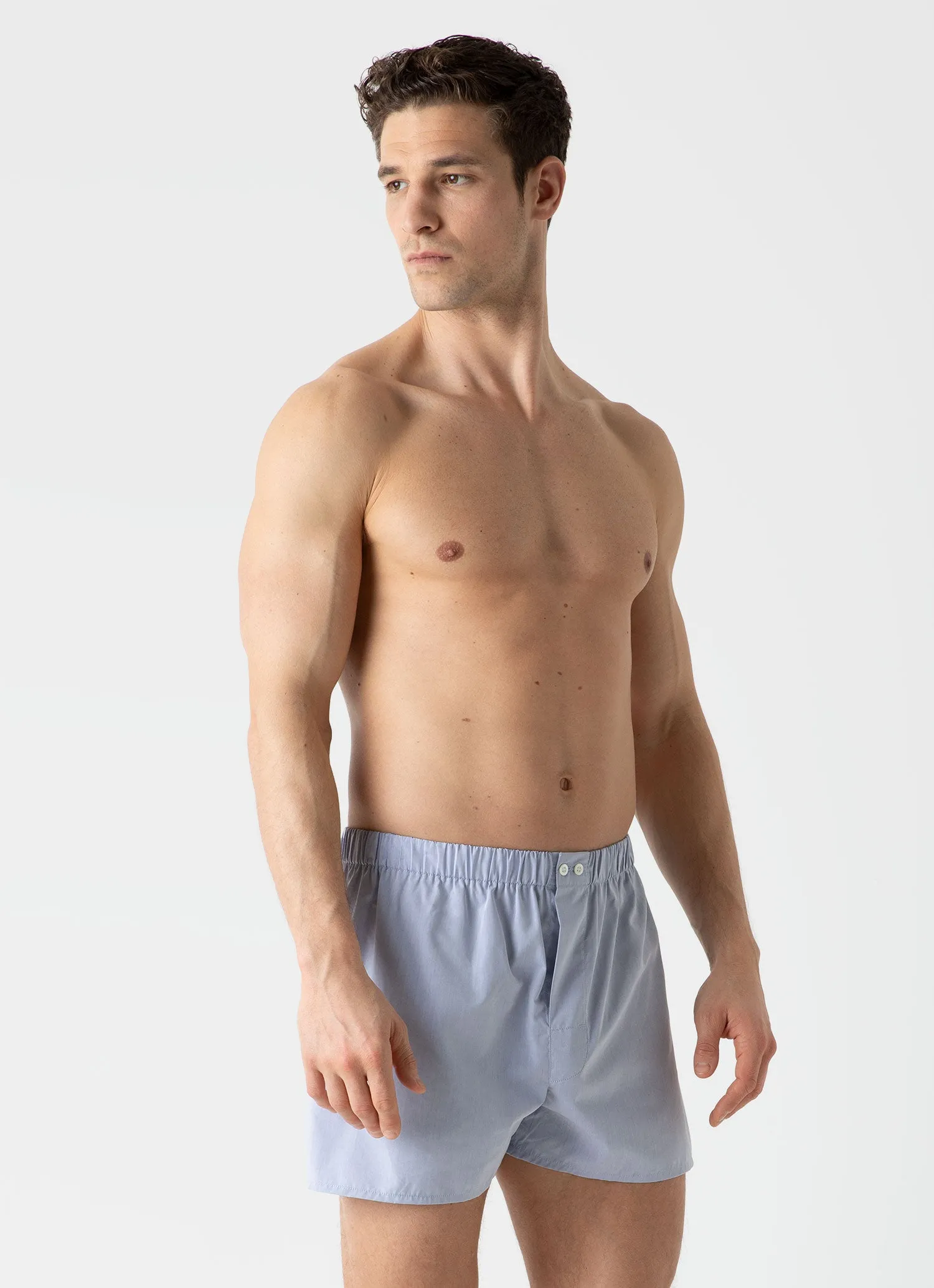Men's Sea Island Cotton Boxer Short in Light Blue sold by Sunspel product image thumbnail 2