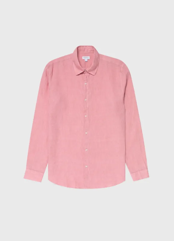 Men's Linen Shirt in Shell Pink sold by Sunspel