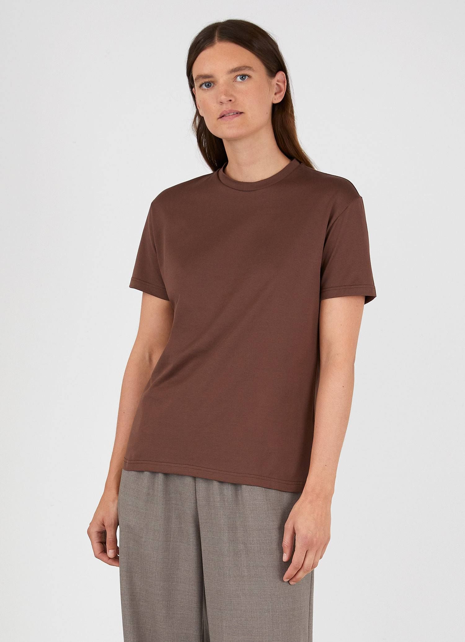 Women's Boy Fit T-shirt in Cocoa sold by Sunspel product image thumbnail 2
