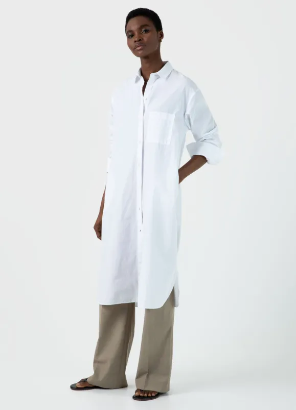Women's Cotton Poplin Shirt Dress in White sold by Sunspel