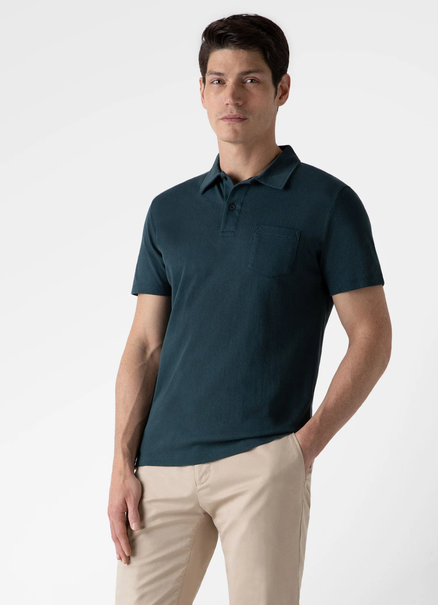 Men's Riviera Polo Shirt in Peacock sold by Sunspel product image thumbnail 2