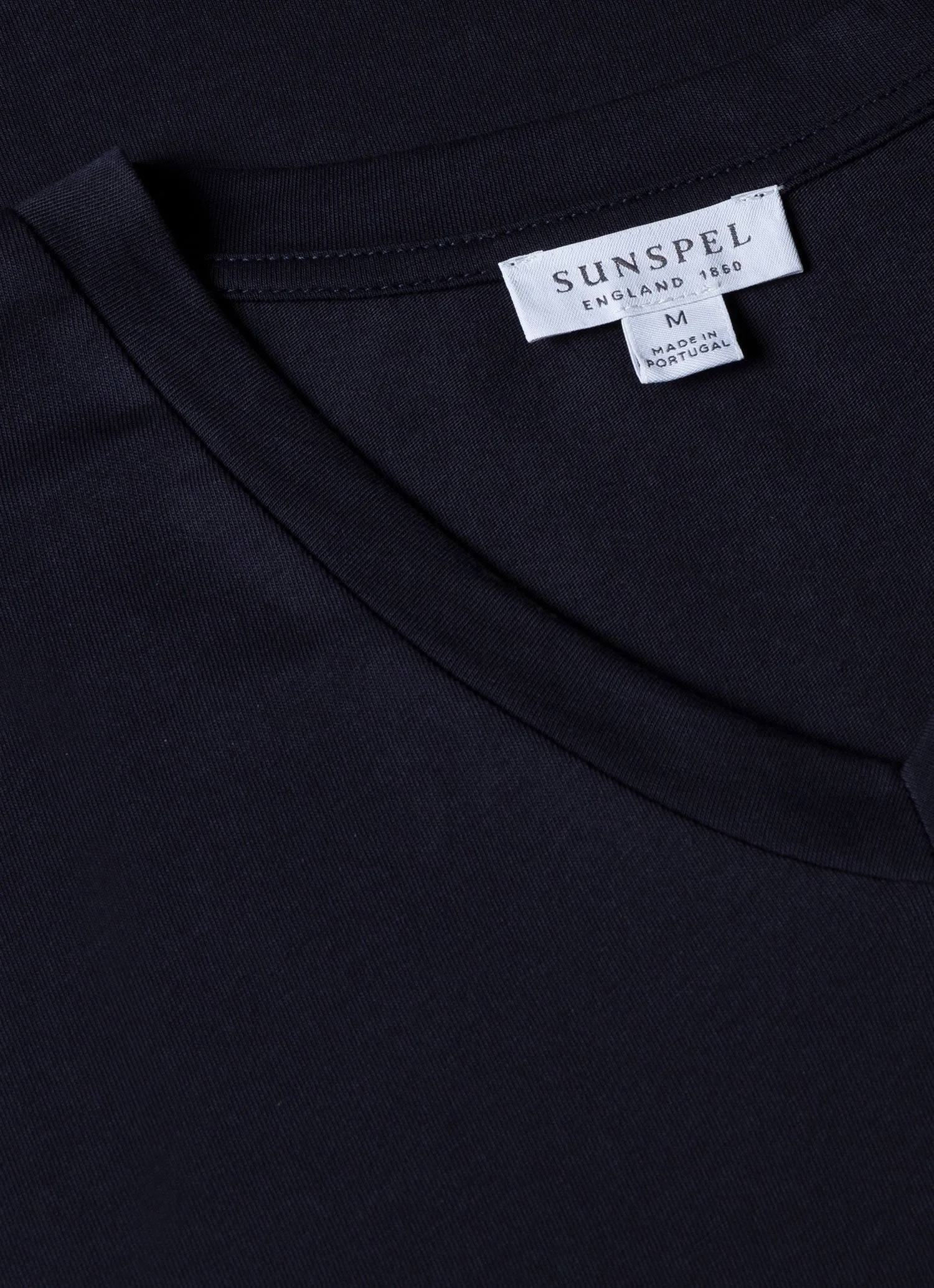 Men's Riviera V-neck T-shirt in Navy sold by Sunspel product image thumbnail 4