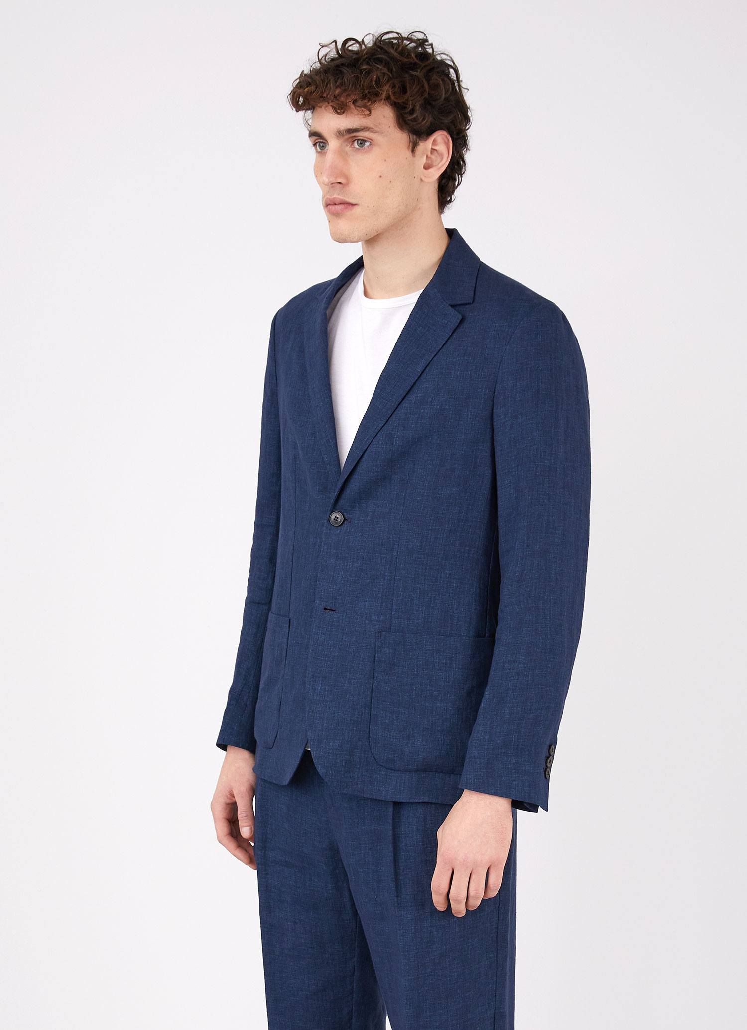 Men's Linen Blazer in Navy sold by Sunspel product image thumbnail 2