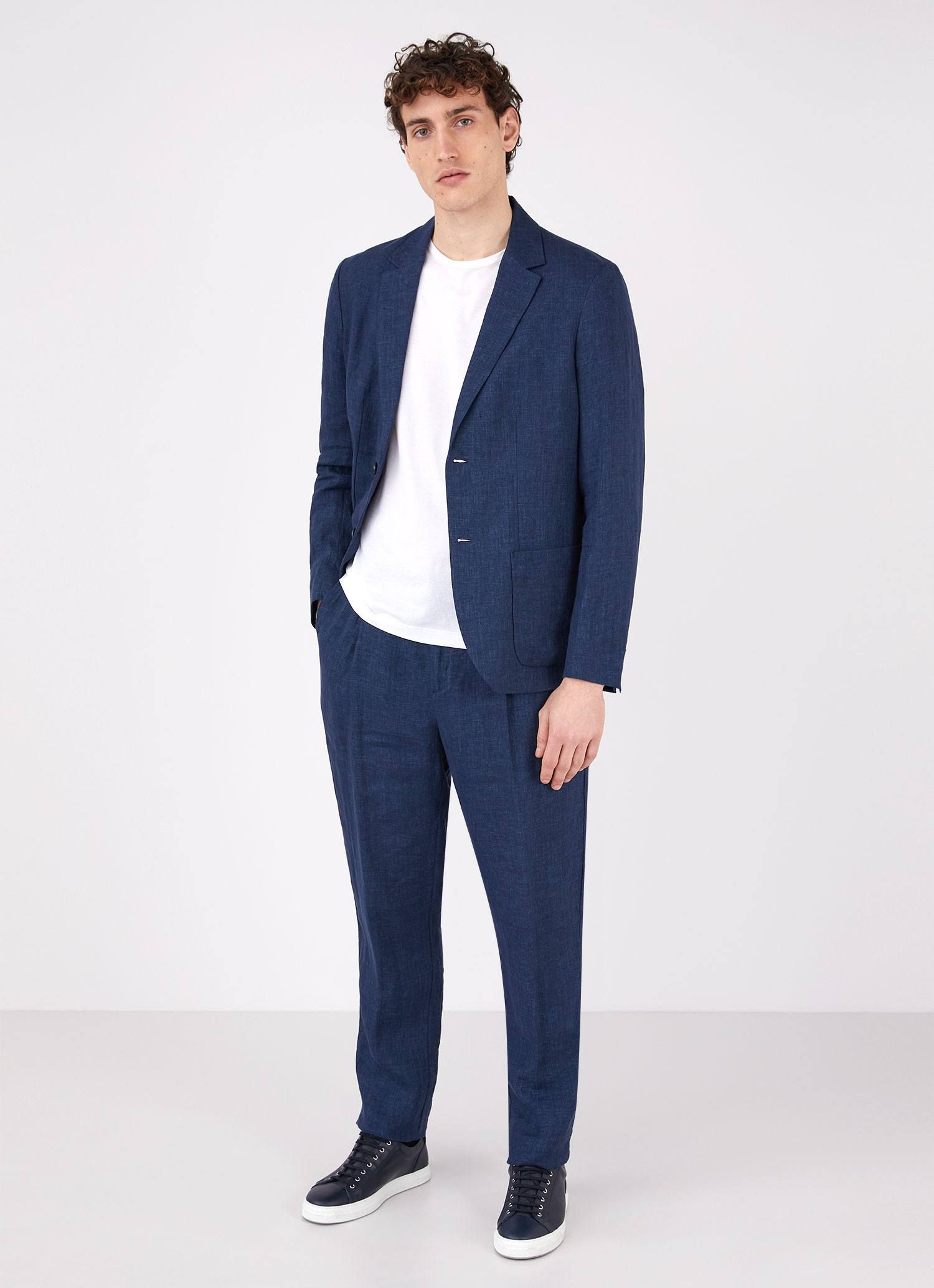 Men's Linen Blazer in Navy sold by Sunspel product image thumbnail 3