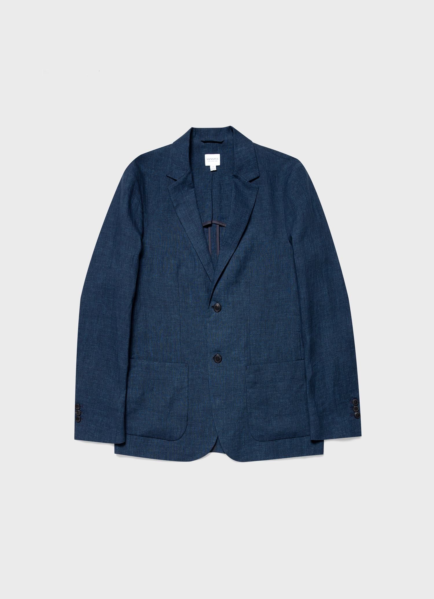 Men's Linen Blazer in Navy sold by Sunspel