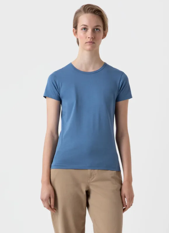 Women's Classic T-shirt in Bluestone sold by Sunspel
