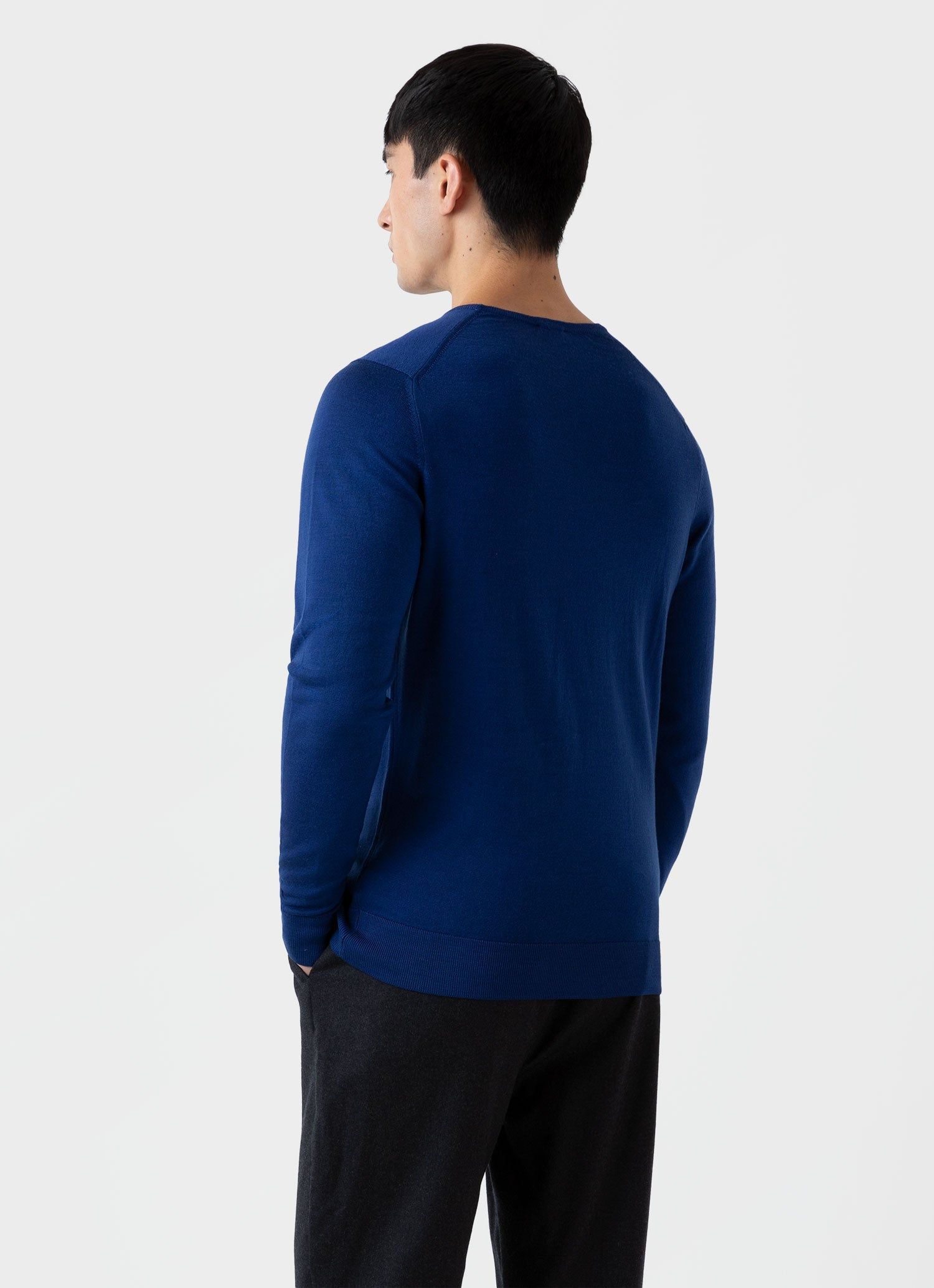 Men's Extra-Fine Merino Crew Neck in Space Blue sold by Sunspel product image thumbnail 4